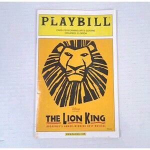 Playbill Disney The Lion King 2007 Carr Performing Arts Centre Orlando Broadway